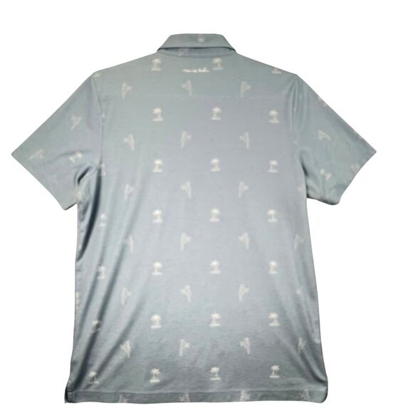 Travis Mathew Men’s Palm Tree Parrot Polo Shirt XL Blue Print Golf Casual Sporty - Picture 5 of 10
